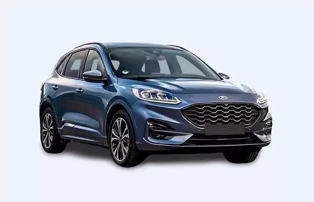 blue ford kuga on lightblue background