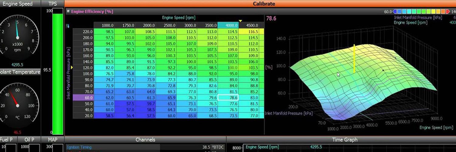 illustration of green blue engine speed graph on black background with 3d graph